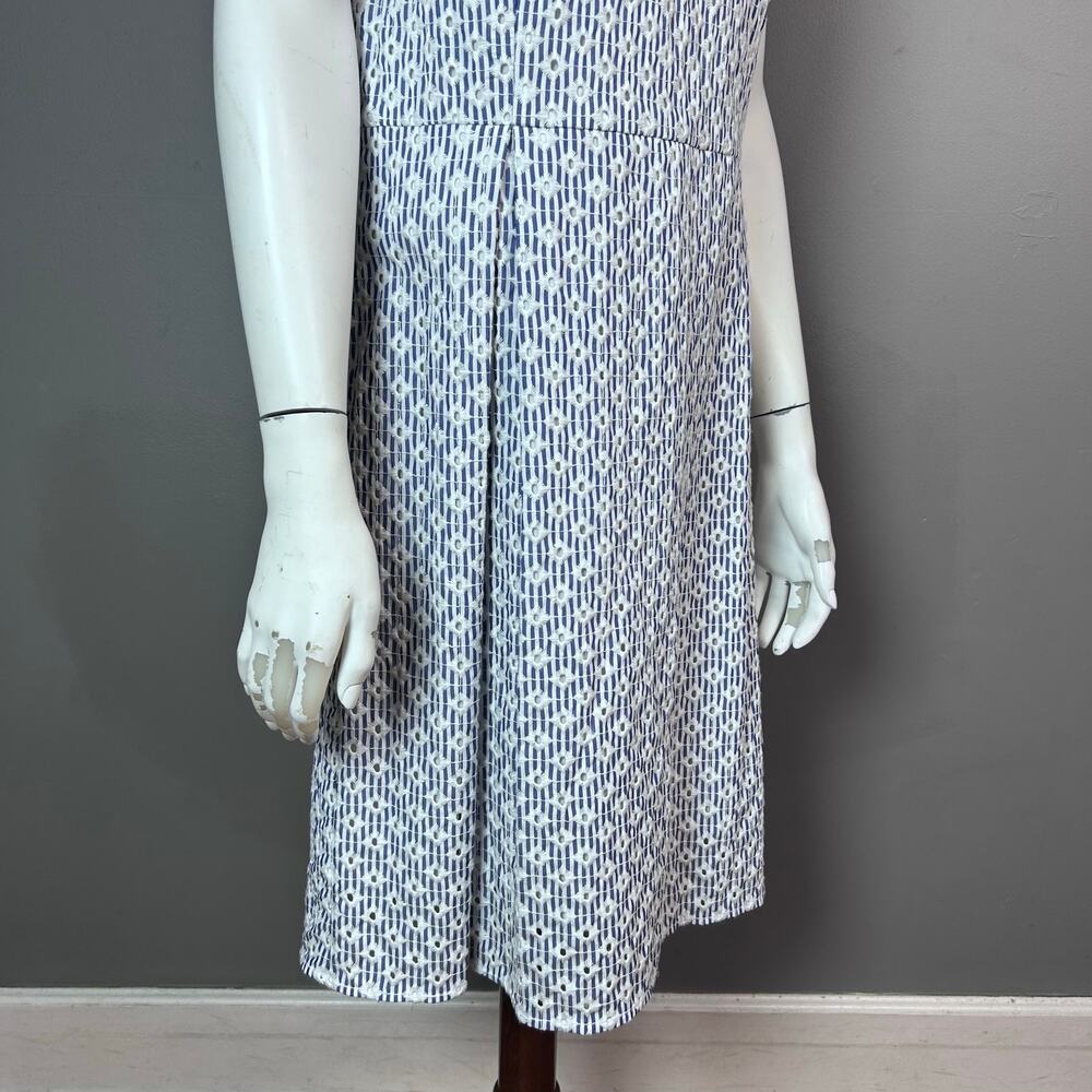 Brooks Brothers dress size 14 summer white blue eyelet preppy professional work - Picture 8 of 13